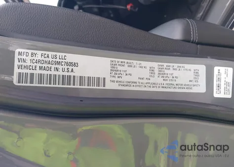 2021 Dodge Durango Sxt Rwd from USA, damaged, VIN 1C4RDHAG9MC760583